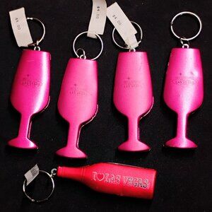 Bundle 5 pcs Pink Glass Shape  Multi tool Bottle Opener File Corkscrew  KeyRing